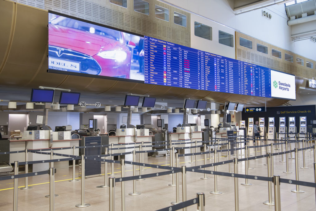 Jumbo LED displays installed at Stockholm Arlanda Airport