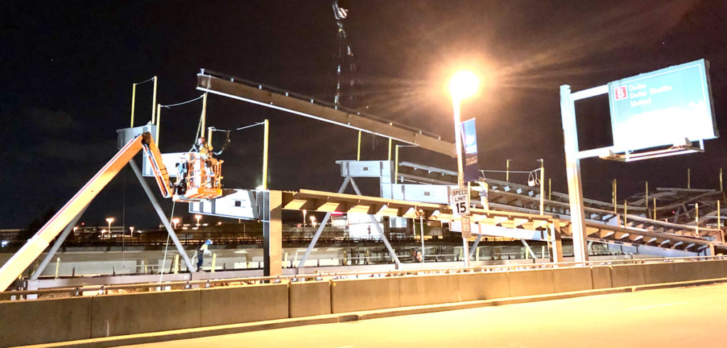 Steel set for Reagan checkpoint buildings