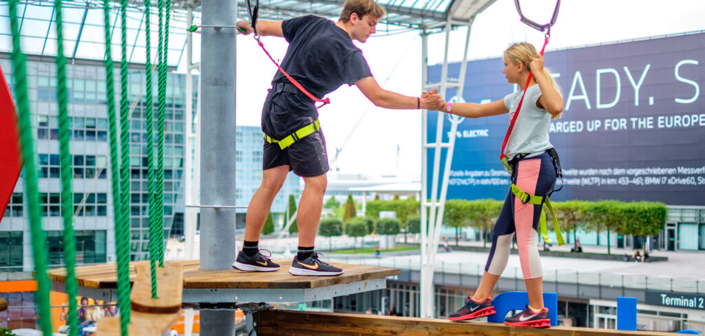 Munich Airport installs high-rope activity course for passengers