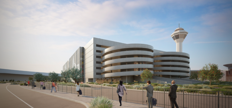 Perth Airport partners with Georgiou to create its first multi-story parking garage An external render of Perth Airport’s plans for its first multi-story car park.