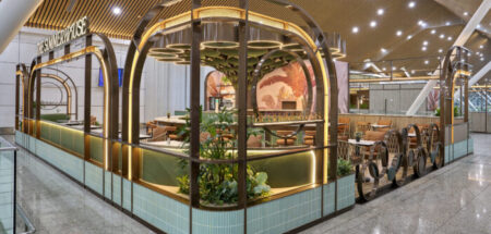 The Summer House, Plaza Premium Group’s restaurant at Kuala Lumpur Airport, has a contemporary tropical design that drew inspiration from the region’s rainforests and sunlight.