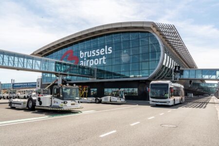 An exterior shot of Brussels Airport Pier A.