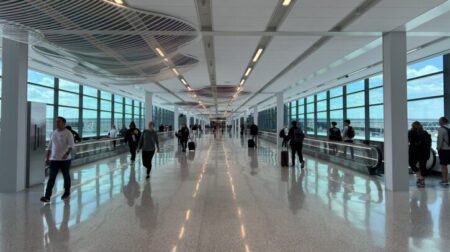 The interior of Kansas Airport terminal.