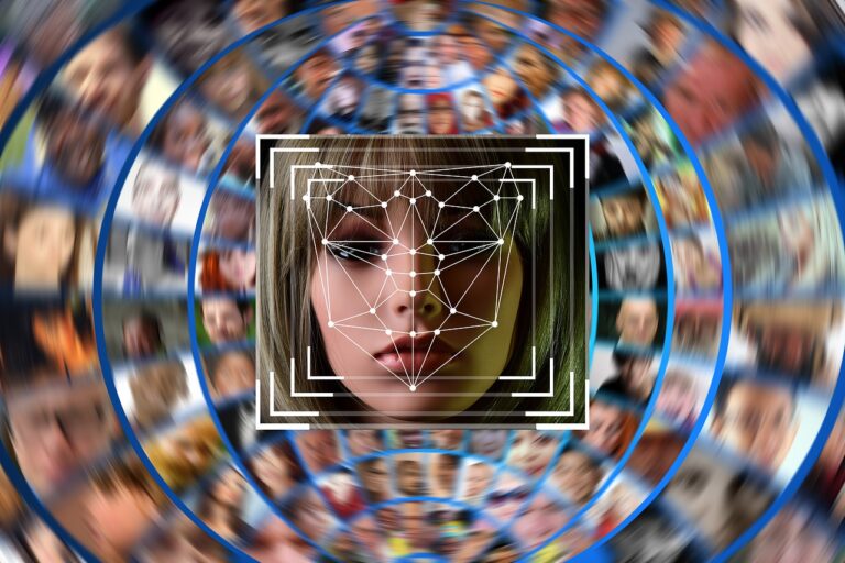 European Data Protection Board rules on use of facial recognition at airports A graphic of a face being biometrically scanned, on a swirling background of other faces.