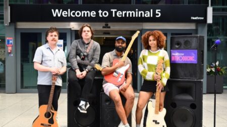 Heathrow launches live music stage Heathrow has partnered with music community Sofar Sounds to curate a line-up of talent to play on the Terminal 5 stage throughout the summer of 2024.