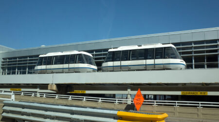 MSP International Airport tram transporting passengers between terminals. Minneapolis Minnesota MN USA