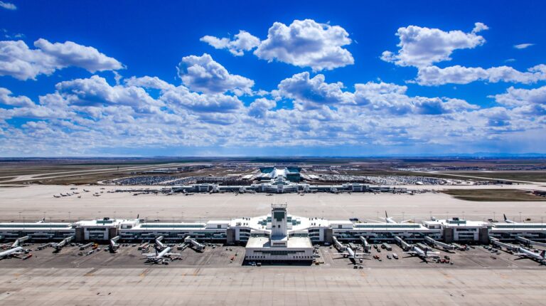 Denver International Airport launches US$1.25m study into nuclear energy An external shot of Denver International Airport (DEN) with teh airport in the foreground, with planes parked up at the gates and the horizon in the distance and a blue sky above this