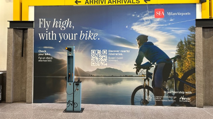 Milan Malpensa Airport opens bike area at Terminal 2 Milan Malpensa Airport has opened the Bike Corner at Terminal 2 arrivals.