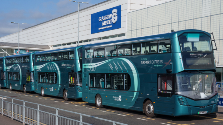 Glasgow Airport unveils £5m electric bus fleet Glasgow Airport unveils £5m electric bus fleet.