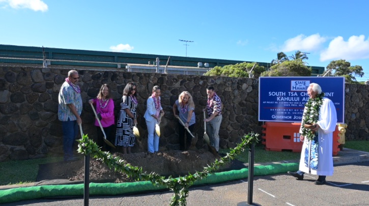 The Hawai‘i Department of Transportation has broken ground on a new, six lane security screening checkpoint at Kahului Airport on the island of Maui.