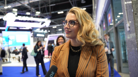 PTE WORLD: Interview with Bernadette Berger, director of innovation at Alaska Airlines Bernadette Berger, director of innovation at Alaska Airlines, smiles to an interviewer off-camera.