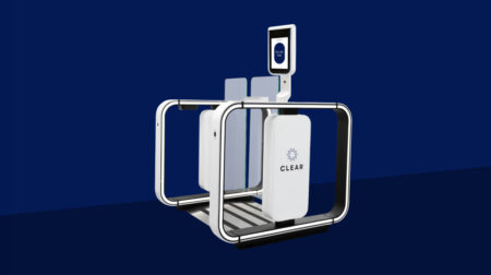 A profile picture of the Clear eGate system against a blue background