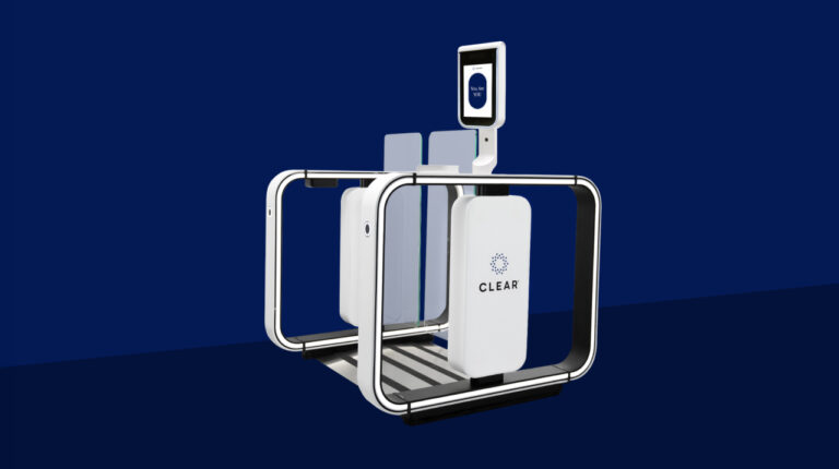 A profile picture of the Clear eGate system against a blue background