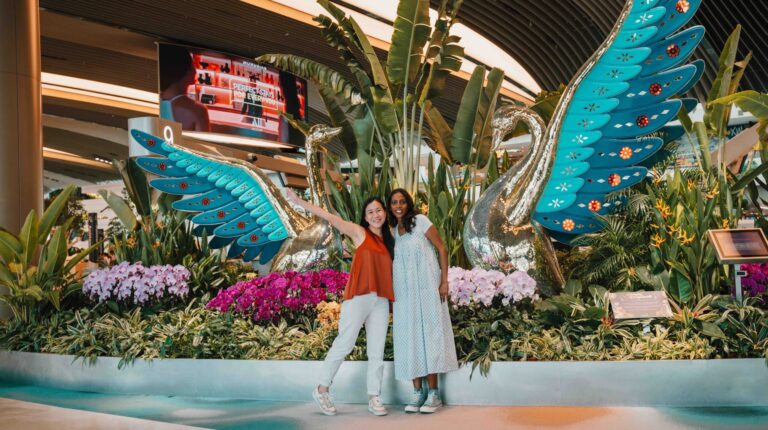 A component of the colourful Deepavali display at Chanqi Airport, celebrating the Hindu Festival of Light