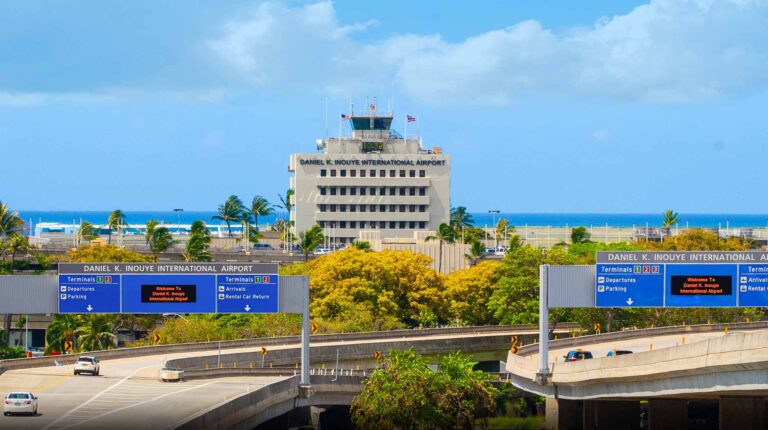 Honolulu’s new biometric arrivals system shows promising results External photograph of Honolulu’s Daniel K. Inouye International Airport, with the ocean in the distance