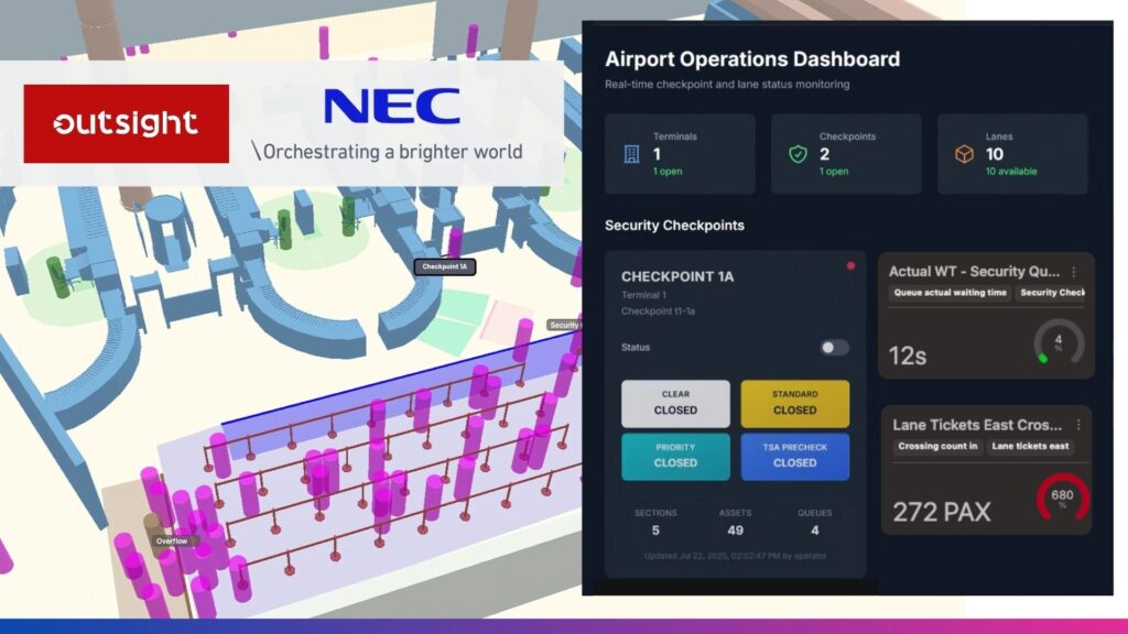 NEC and Outsight cooperate on airport operational intelligence.