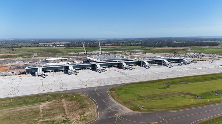 Western Sydney International Airport begins operational readiness tests ahead of 2026 opening Airplanes parked at a terminal at Western Sydney International Airport
