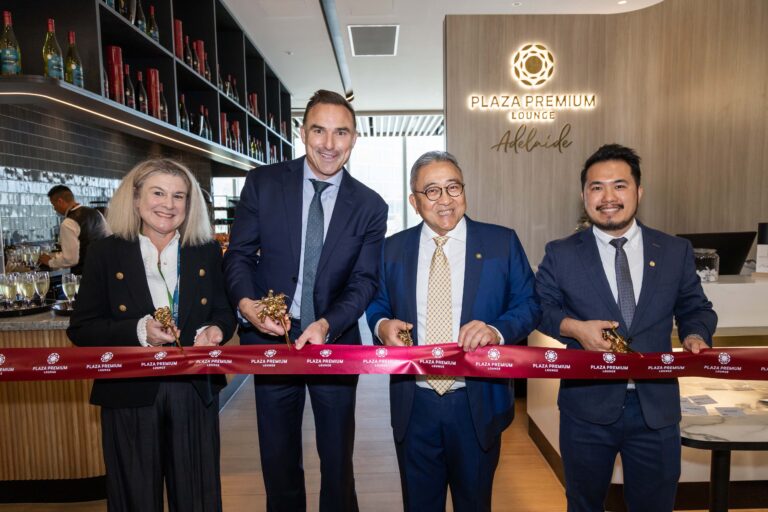 Plaza Premium Group celebrates opening of independent domestic lounge at Adelaide Airport.