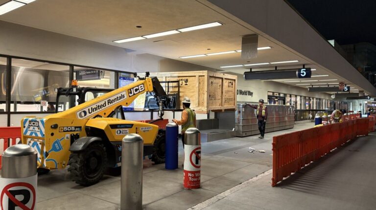 LAX prepares Terminal 5 for new security checkpoint.