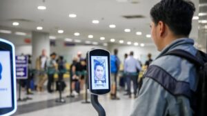 A passenger uses self-service check-in kiosk at Ninoy Aquino airport.