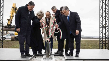 Budapest Airport starts new terminal development Airport and government representatives atend the foundation stone laying ceremony for the new terminal at Budapest Airport.