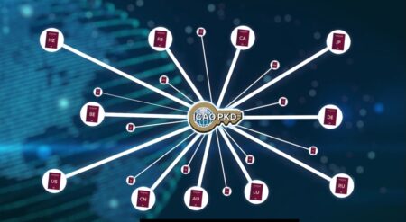 A diagram demonstrating the operation and benefits of the ICAO's next-gen passport verification platform