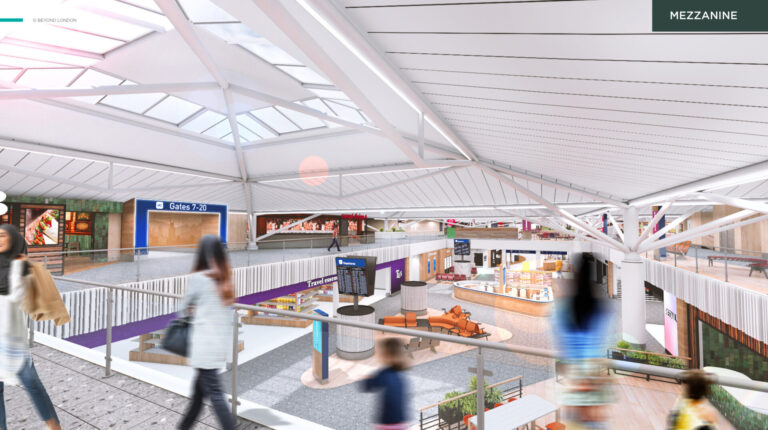 Design render of the terminal extension at Bristol Airport.