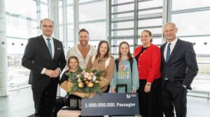 Munich Airport welcomes one billionth passenger.