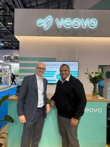 Seattle-Tacoma assistant director of terminal operations Sabin Mudaliar with Veovo CEO James Williamson.