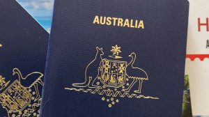 Blue Australian passport with