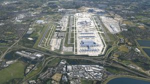 Aerial view of Heathrow Airport.