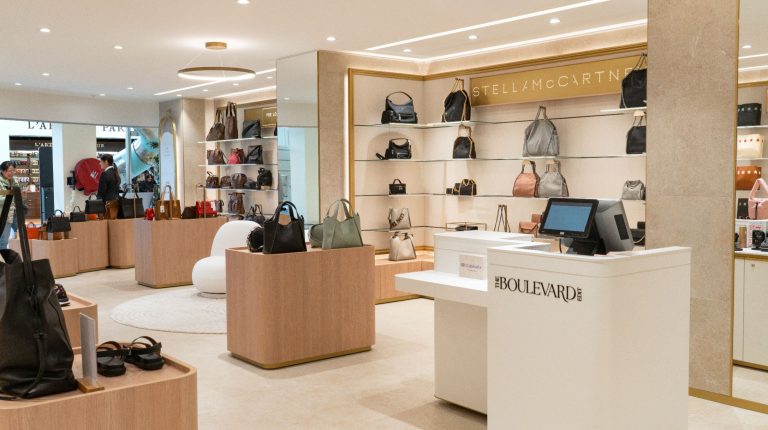 Interior of a new fashion store at Nice Côte d'Azur Airport.