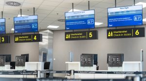 Seven new hybrid check-in counters in Terminal 2A at Budapest Airport.