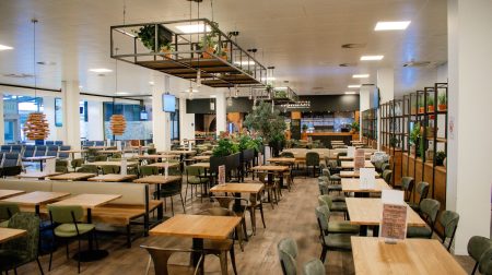 The interior of one of the restaurants at Ostend-Bruges Airport